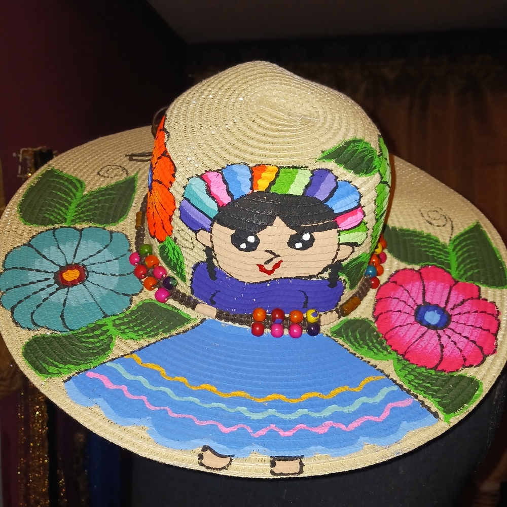 Handpainted Hat Made In Mexico New